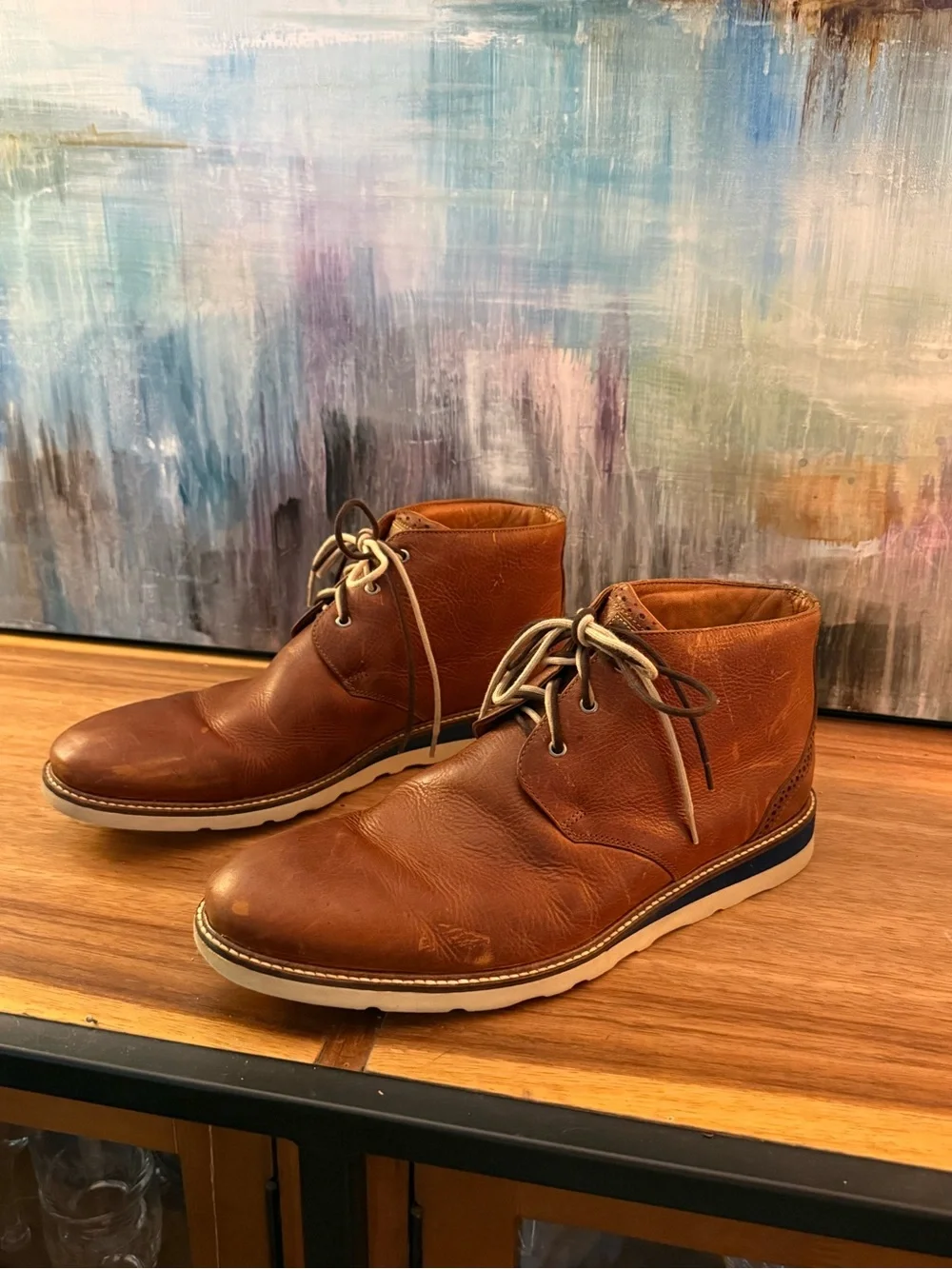 Martin Dingman Tan Brown Leather Chukka Boots with Vibram Soles